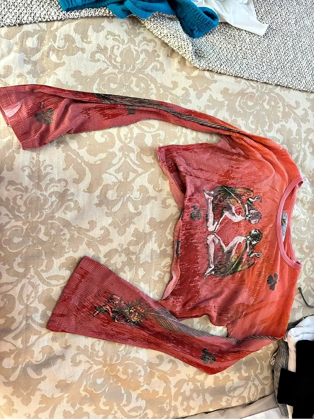 Y2K cropped Graphic Red Short Sleeve Tee